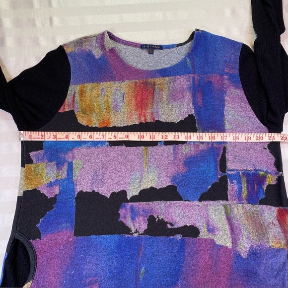 Lily London Women’s Tunic Sweater Top With Pockets Abstract Artsy Boho Sz L - Picture 5 of 15
